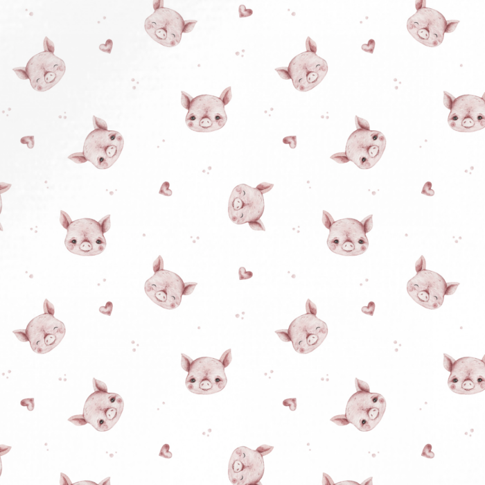 Tissu Imprimé Cochon Mignon Coeur, 10 tissus au choix