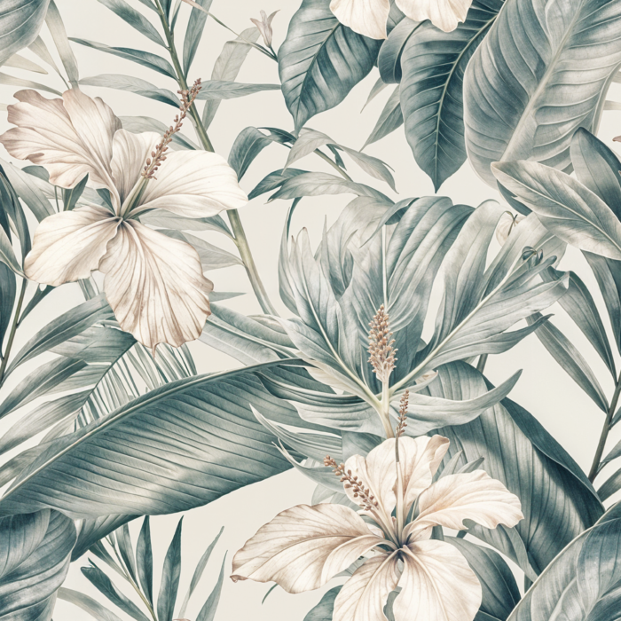 Tissu Feuilles Hibiscus Vintage, 10 tissus au choix
