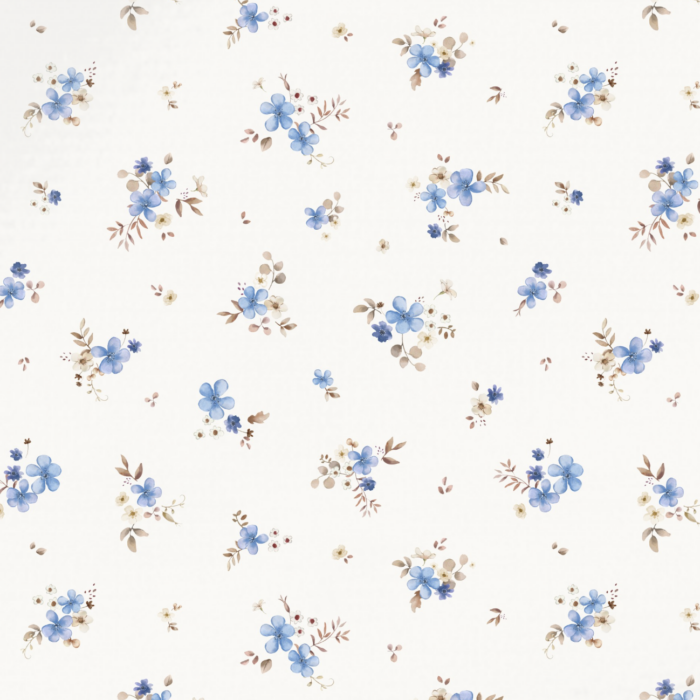 Tissu Fleuri Amour Bleu Crème, 10 tissus au choix