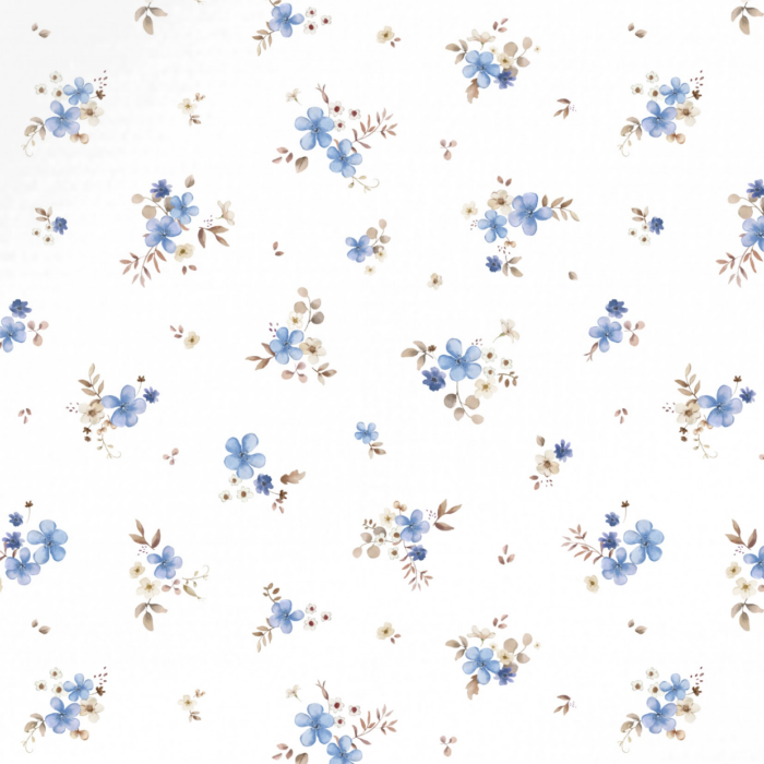 Tissu Fleuri Amour Bleu Blanc, 10 tissus au choix