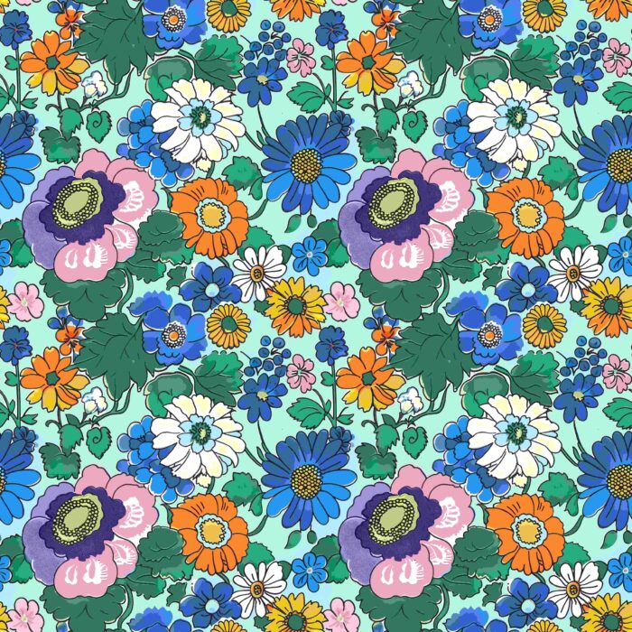 Tissu Fleurs Couleurs Jade, 10 tissus au choix