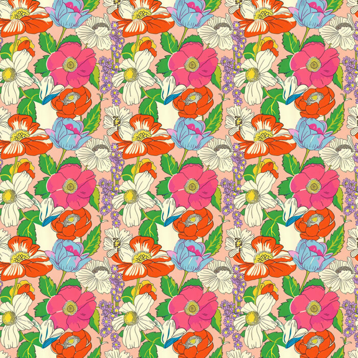 Tissu Fleurs Couleurs Mila, 10 tissus au choix