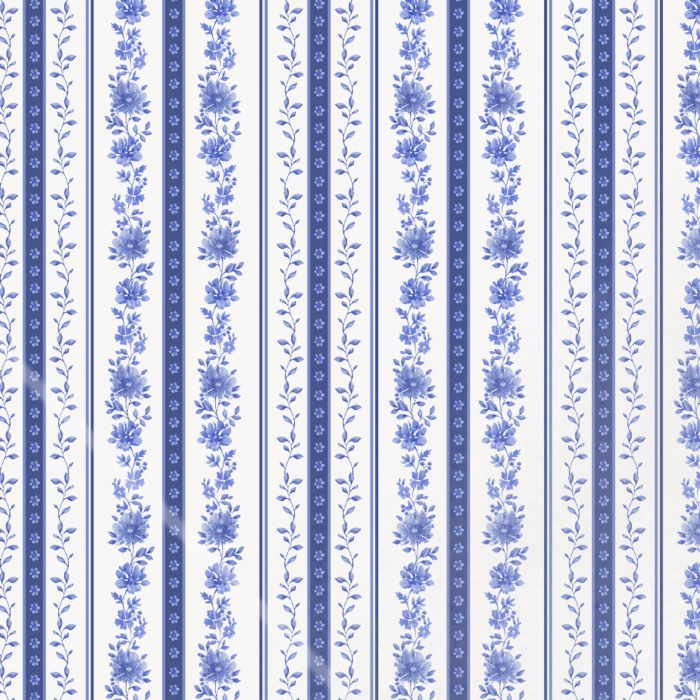 Tissu Fleurs Vintage Rayures Bleues, 10 tissus au choix