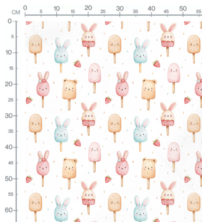 Tissu Imprimé Glace Animaux Blanc, 10 tissus au choix – Image 2