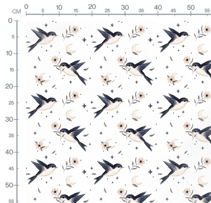 Tissu Imprimé Hirondelle Lune, 10 tissus au choix – Image 2