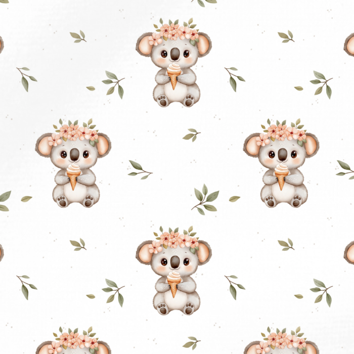 Tissu Imprimé Koala Fleur Glace, 10 tissus au choix