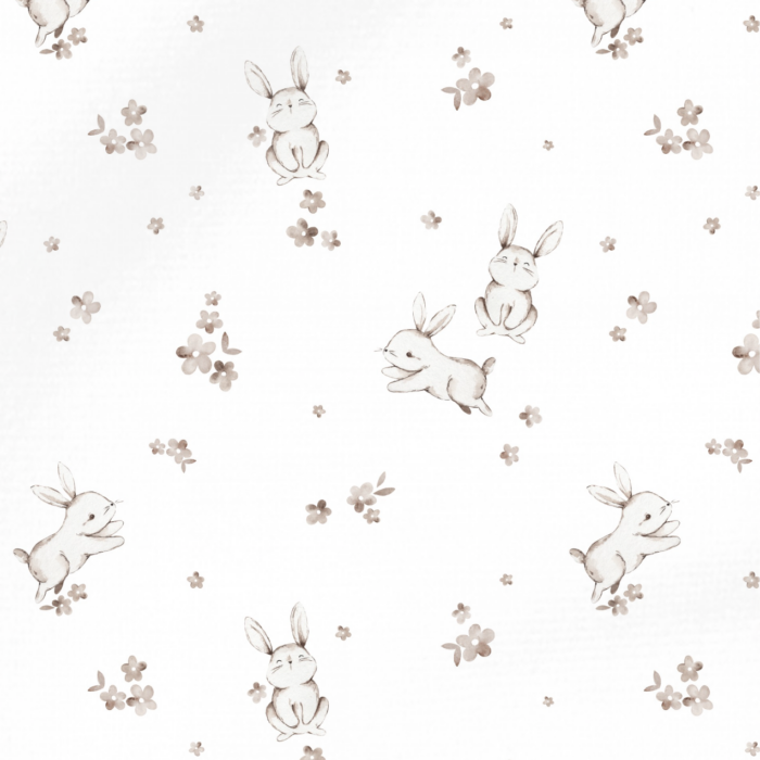 Tissu Imprimé Lapin Adorable Petites Fleurs, 10 tissus au choix