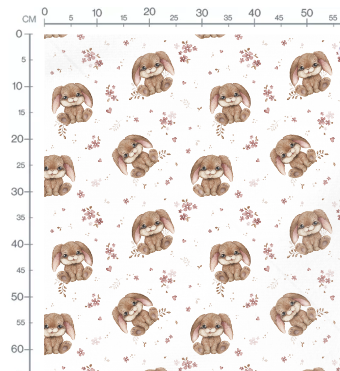 Tissu Imprimé Lapin Amour Fleurs Roses, 10 tissus au choix – Image 2