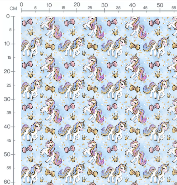 Tissu Imprimé Licorne Couronne Bleu, 10 tissus au choix – Image 2