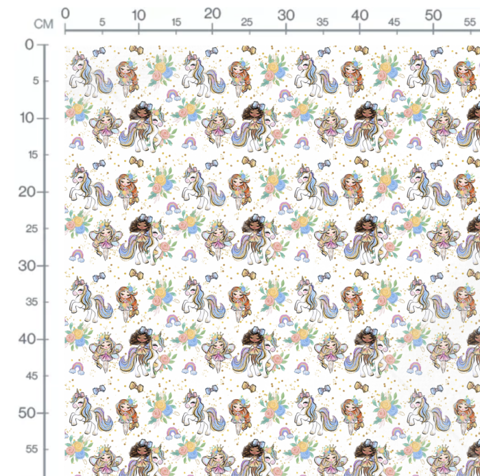 Tissu Imprimé Licorne Et Filles Blanc, 10 tissus au choix – Image 2