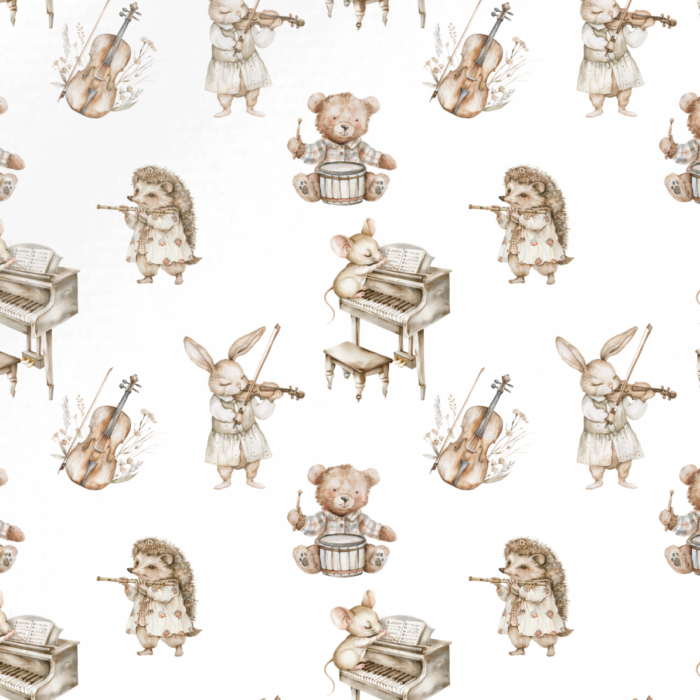 Tissu Imprimé Musique Animaux, 10 tissus au choix