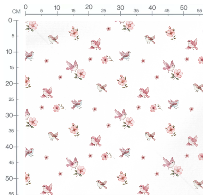 Tissu Imprimé Oiseau Rose Fleurs, 10 tissus au choix – Image 3