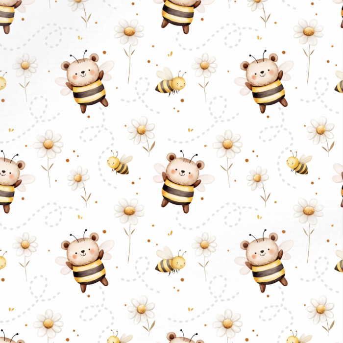 Tissu Imprimé Ourson Abeille Fleurs, 10 tissus au choix