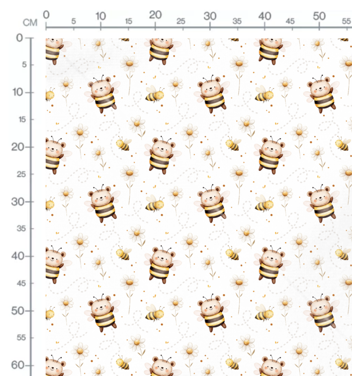Tissu Imprimé Ourson Abeille Fleurs, 10 tissus au choix – Image 2
