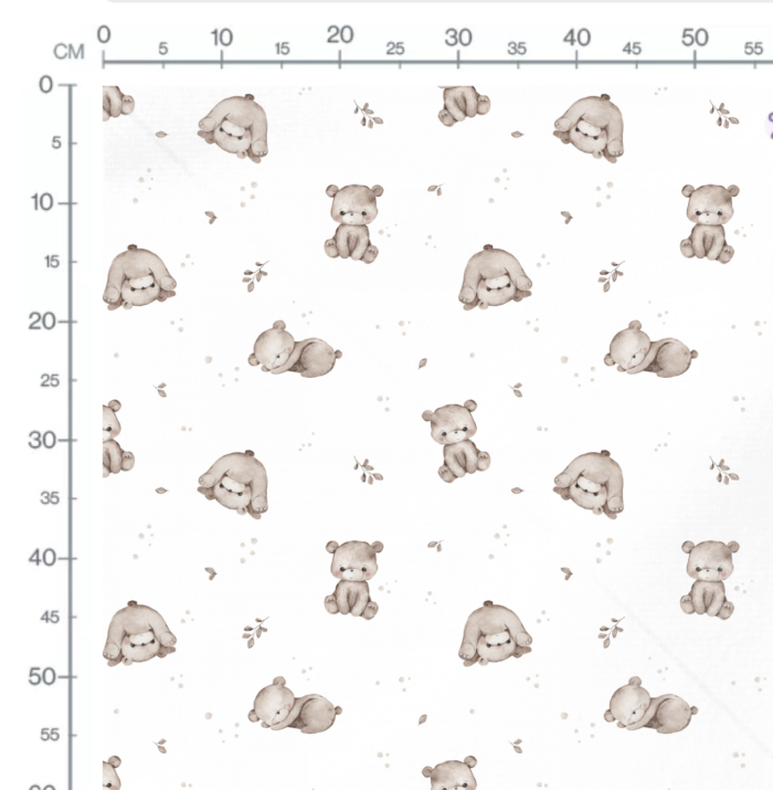 Tissu Imprimé Ourson Mignon Peluche Feuille, 10 tissus au choix – Image 2
