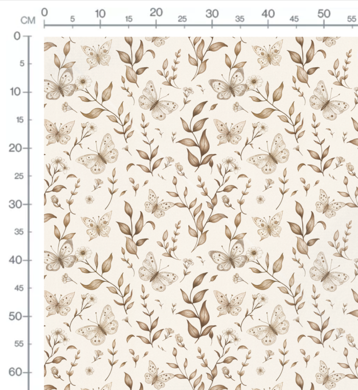 Tissu Imprimé Papillon Feuilles Sepia, 10 tissus au choix – Image 2