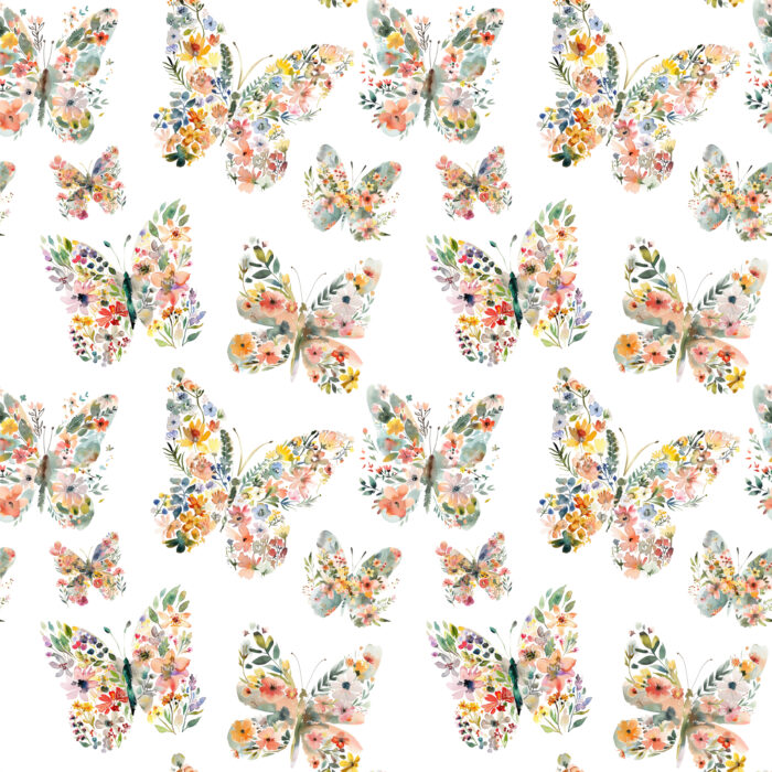 Tissu Imprimé Papillon Fleuri Couleurs, 10 tissus au choix