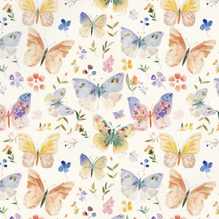 Tissu Imprimé Papillons Aquarelle Couleurs, 10 tissus au choix