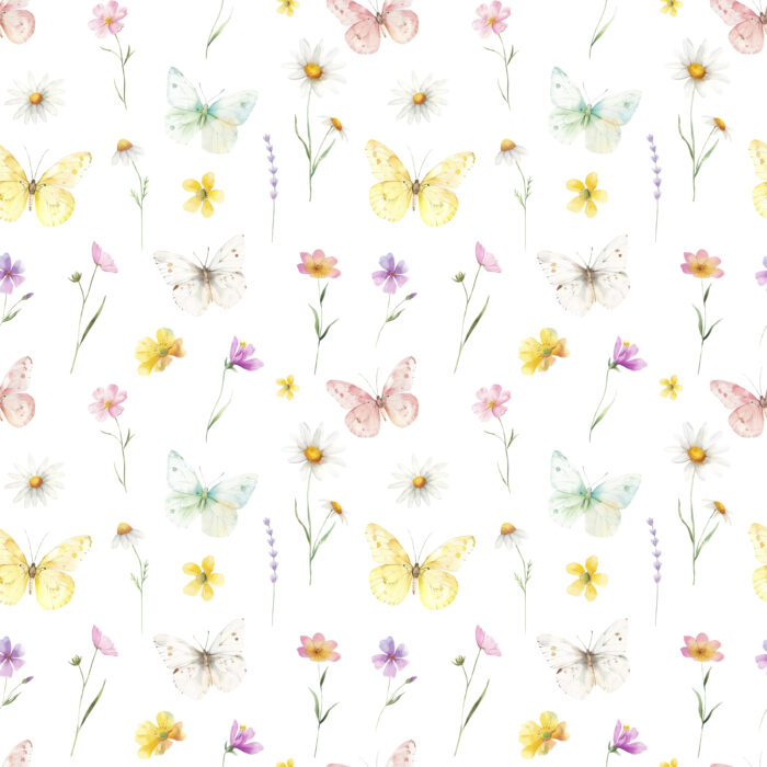 Tissu Imprimé Papillons Couleurs Pastel, 10 tissus au choix