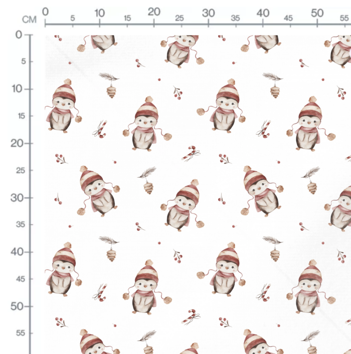 Tissu Imprimé Pingouin Bonnet Rouge, 10 tissus au choix – Image 2