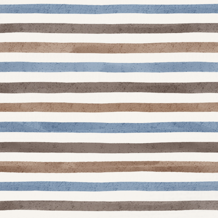 Tissu Imprimé Rayures Aquarelle Marron et Bleu, 10 tissus au choix