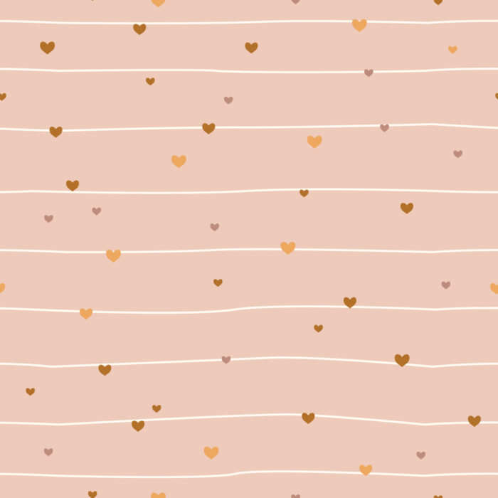Tissu Imprimé Rayures Coeurs Blush, 10 tissus au choix