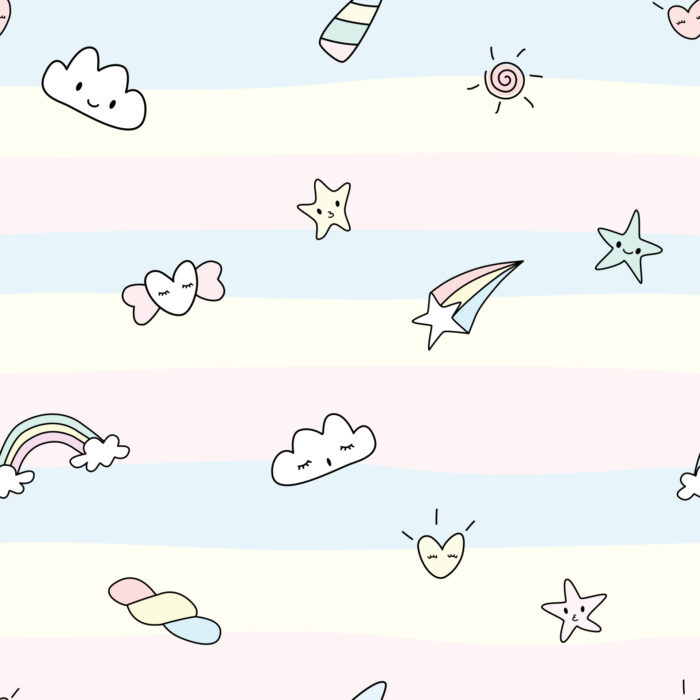 Tissu Imprimé Rayures Pastel Doodle, 10 tissus au choix