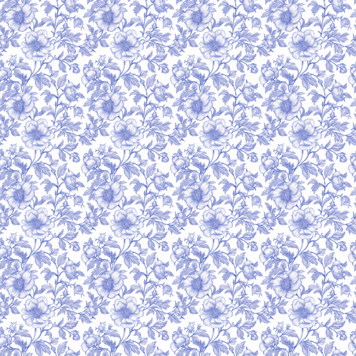 Tissu Inspiration Toile de Jouy Pivoines Royal, 11 tissus au choix