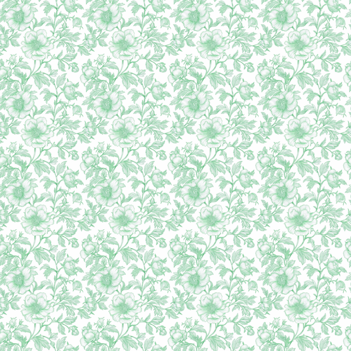 Tissu Inspiration Toile de Jouy Pivoines Vert, 11 tissus au choix