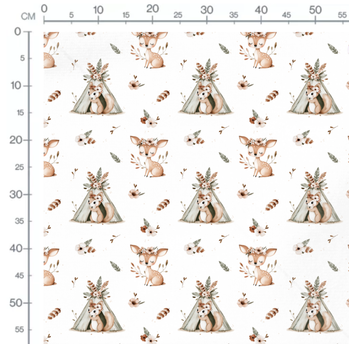 Tissu Imprimé Biche et Écureuil Boho, 10 tissus au choix – Image 2