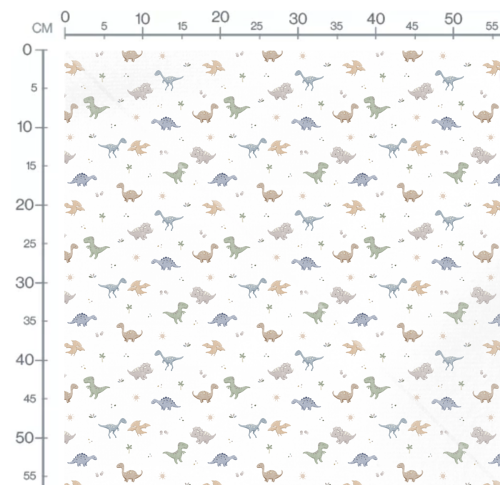 Tissu Imprimé Dino Petit Soleil Blanc, 10 tissus au choix – Image 2