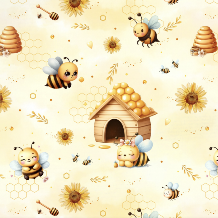 Tissu Imprimé Abeille Adorable Ruche, 10 tissus au choix Adorable Ruche