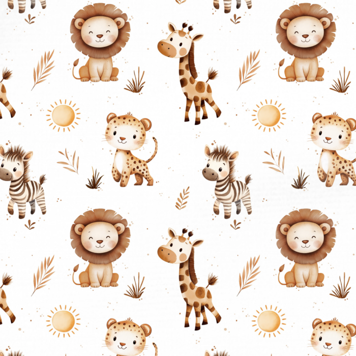 Tissu Imprimé Animaux Safari Soleil, 10 tissus au choix