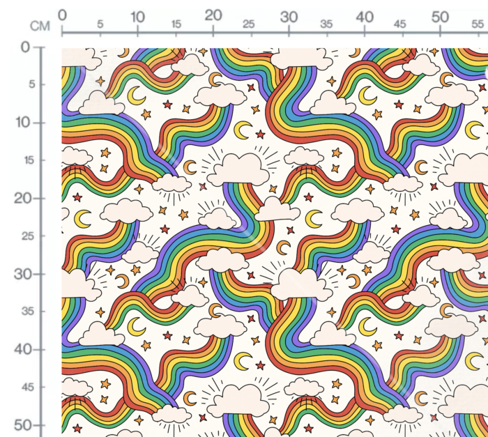 Tissu Imprimé Arc-en-ciel Etoiles Nuages, 10 tissus au choix – Image 2