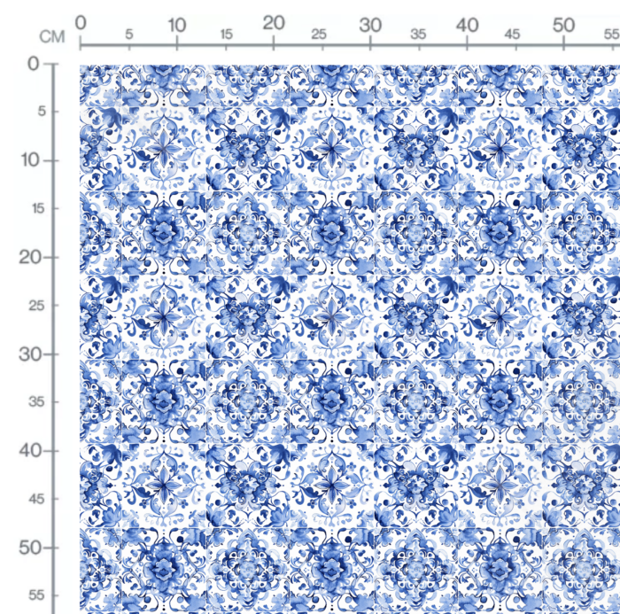 Tissu Imprimé Carreaux Fleurs Bleu, 11 tissus au choix – Image 2