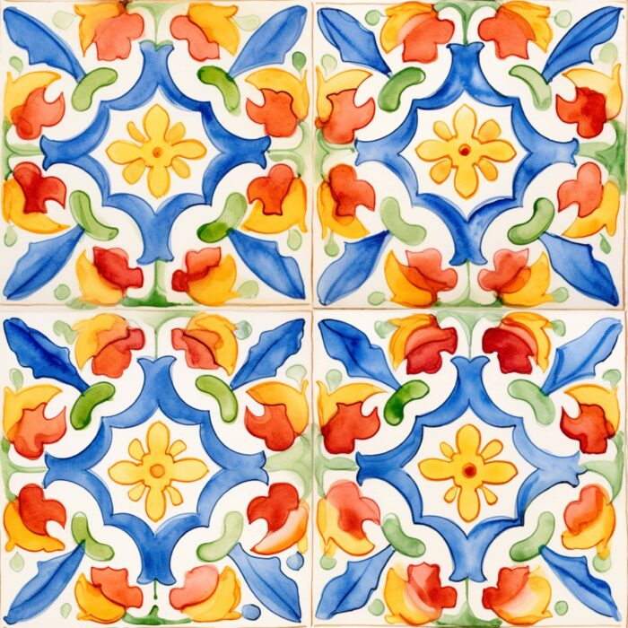 Tissu Imprimé Carreaux Sud Bleu Orange, 11 tissus au choix