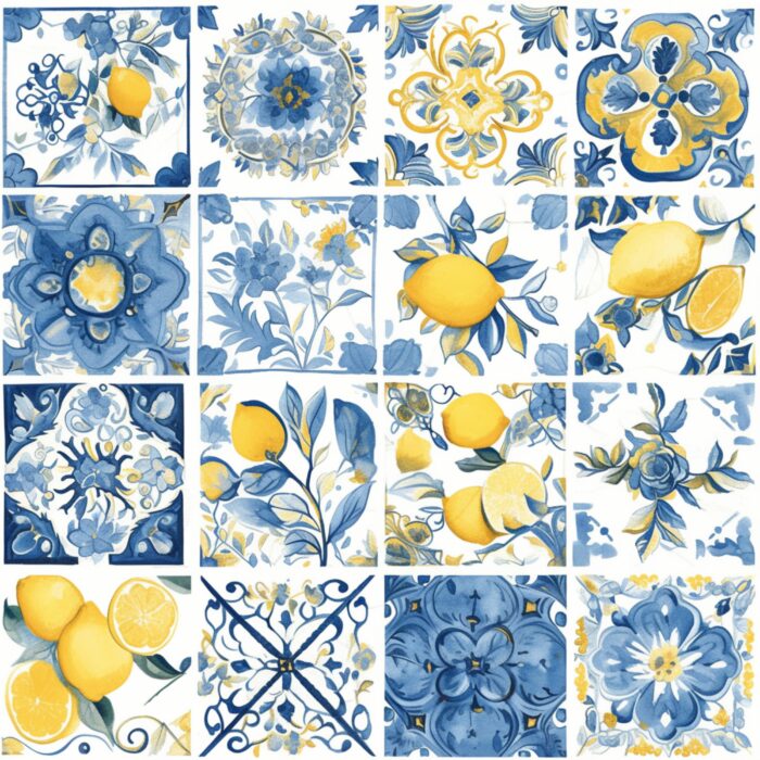 Tissu Imprimé Carreaux Sud Mosaique, 11 tissus au choix