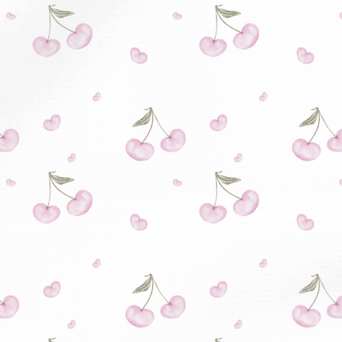 Tissu Imprimé Cerise Rose Coeur, 10 tissus au choix