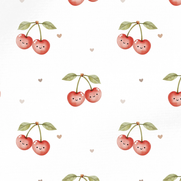 Tissu Imprimé Cerise Rouge Coeur, 10 tissus au choix