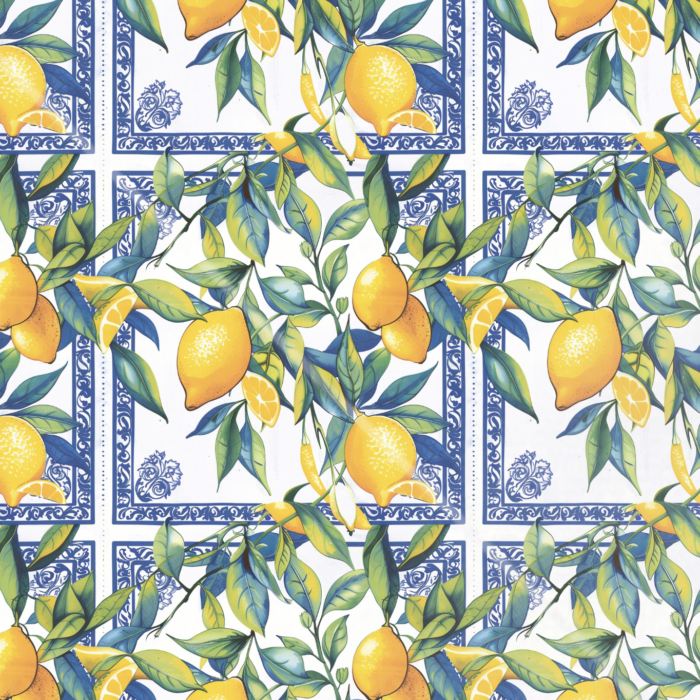 Tissu Imprimé Citrons Carreaux Feuilles, 11 tissus au choix
