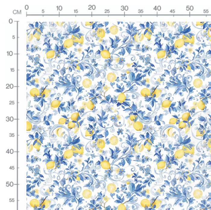 Tissu Imprimé Citrons Vintage Bleu, 11 tissus au choix – Image 2