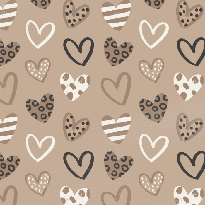Tissu Imprimé Petits Coeurs Motifs Latte, 10 tissus au choix