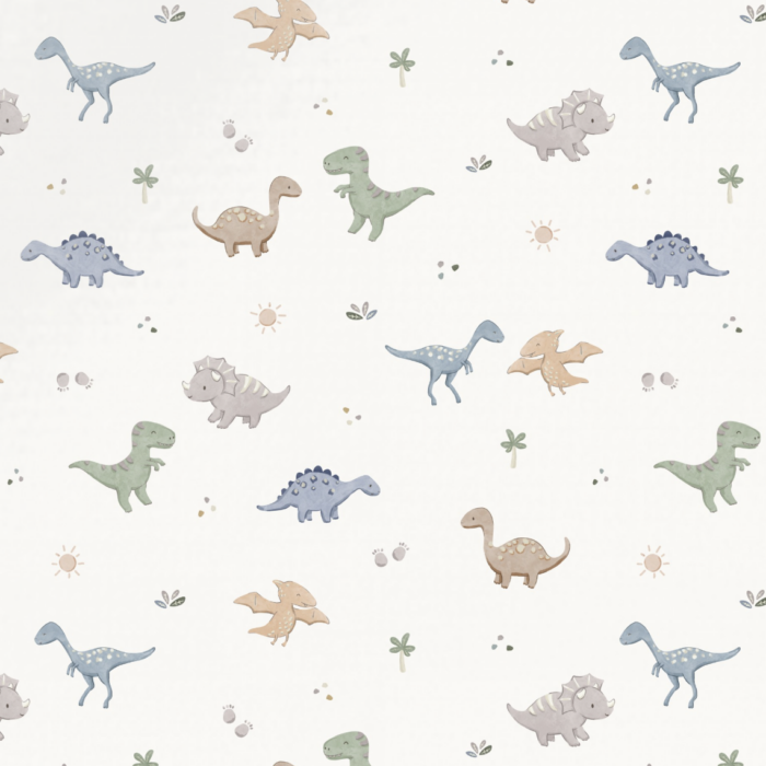 Tissu Imprimé Dino Petit Soleil Crème, 10 tissus au choix