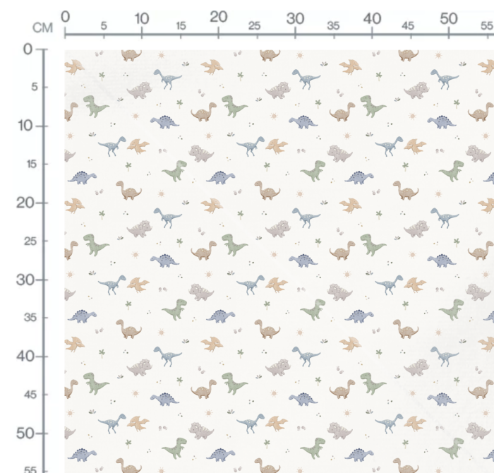 Tissu Imprimé Dino Petit Soleil Crème, 10 tissus au choix – Image 2