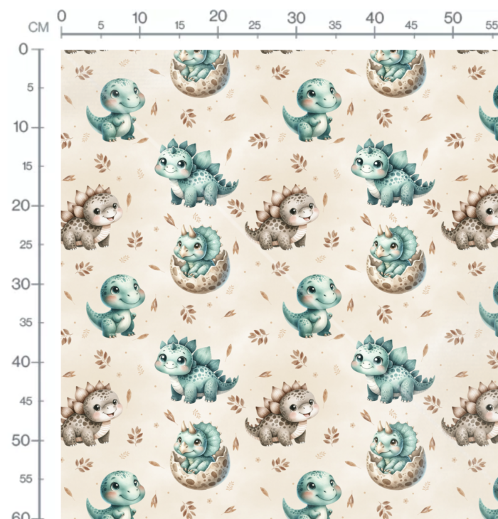 Tissu Imprimé Dinosaure Mignon Oeuf Beige, 10 tissus au choix – Image 2
