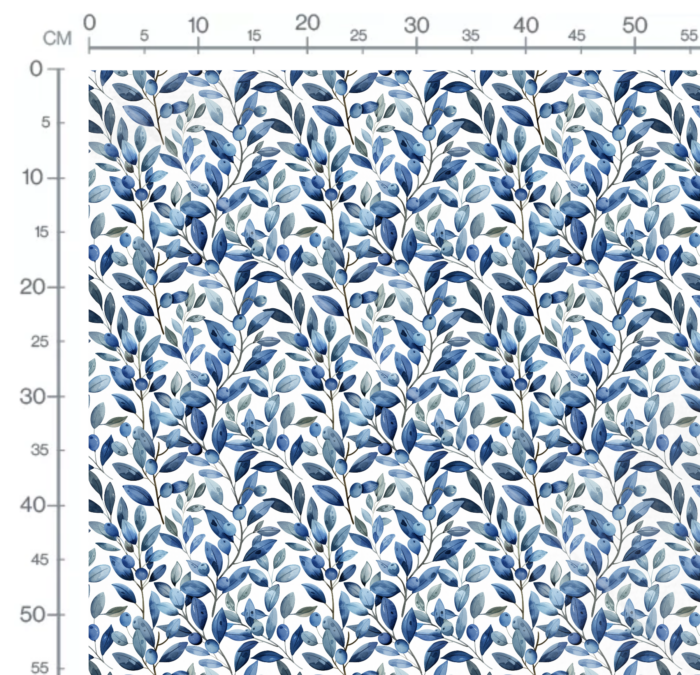 Tissu Imprimé Feuilles Olives Bleu, 11 tissus au choix – Image 2