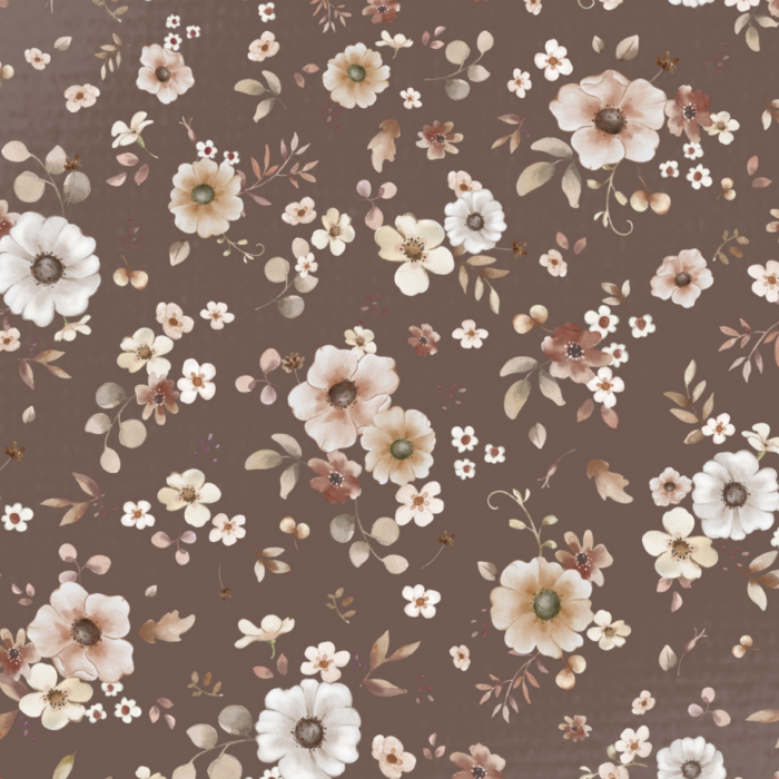 Tissu Fleurs Bohème Passion Marron, 10 tissus au choix