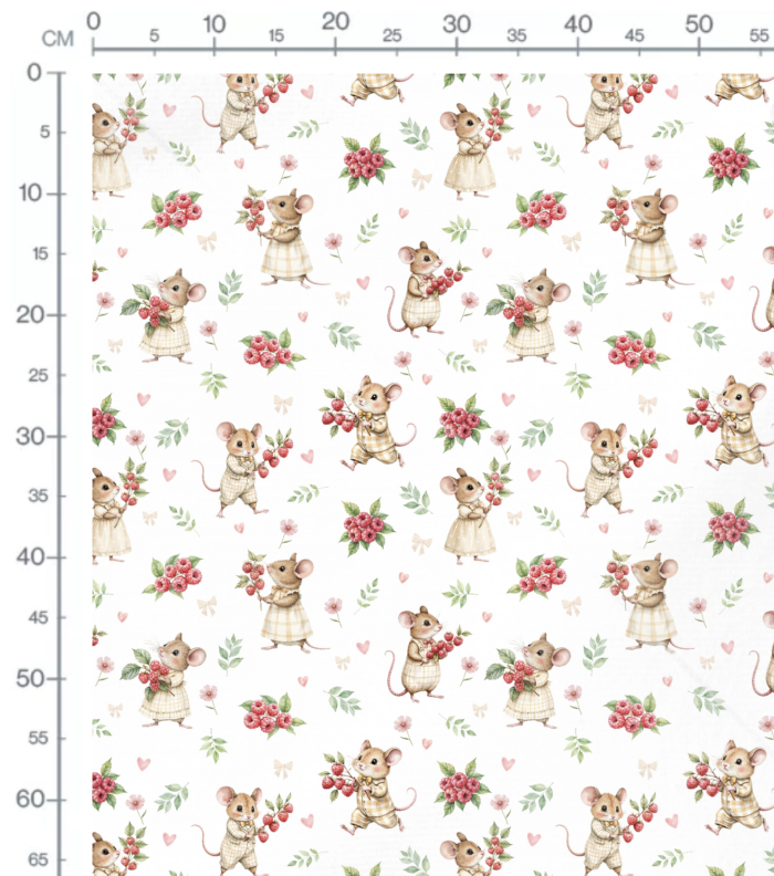 Tissu Imprimé Framboise Souris Vintage, 10 tissus au choix – Image 2