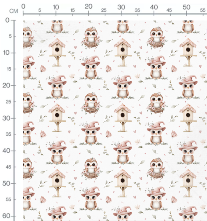 Tissu Imprimé Hibou Mignon Fleurs, 10 tissus au choix – Image 2