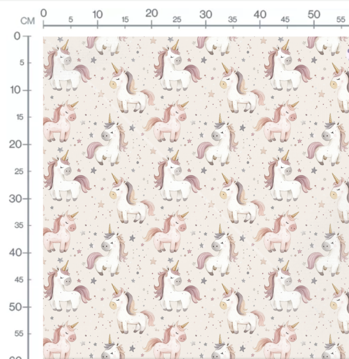 Tissu Imprimé Licornes Blanches et Roses, 10 tissus au choix – Image 2